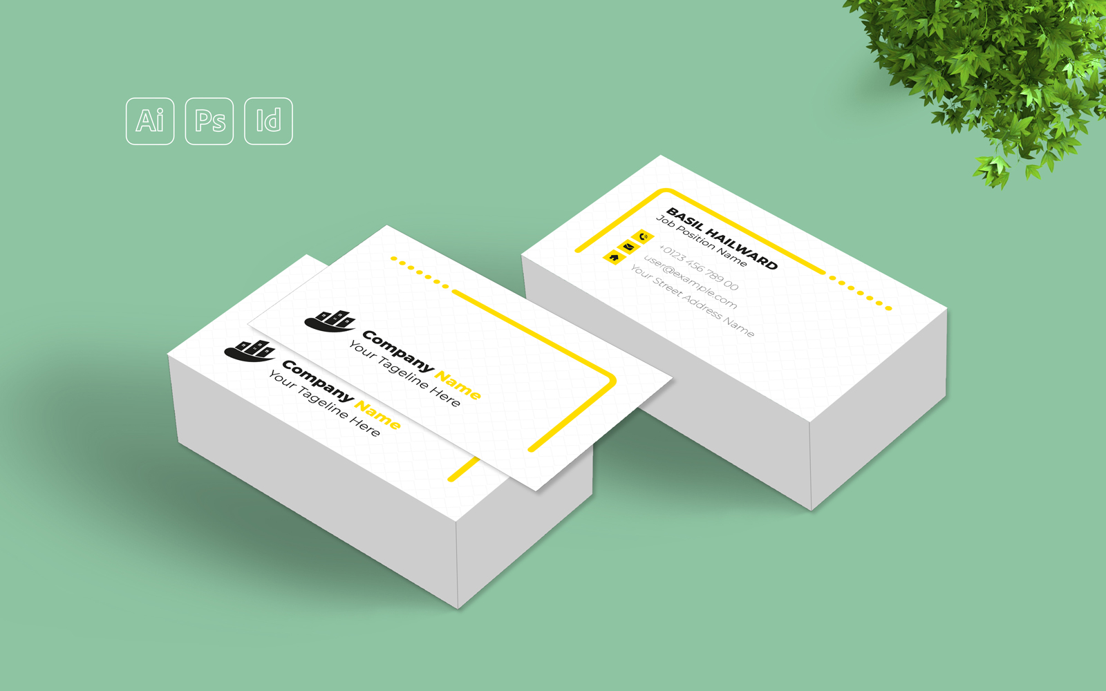 Business Card Template with Yellow Color