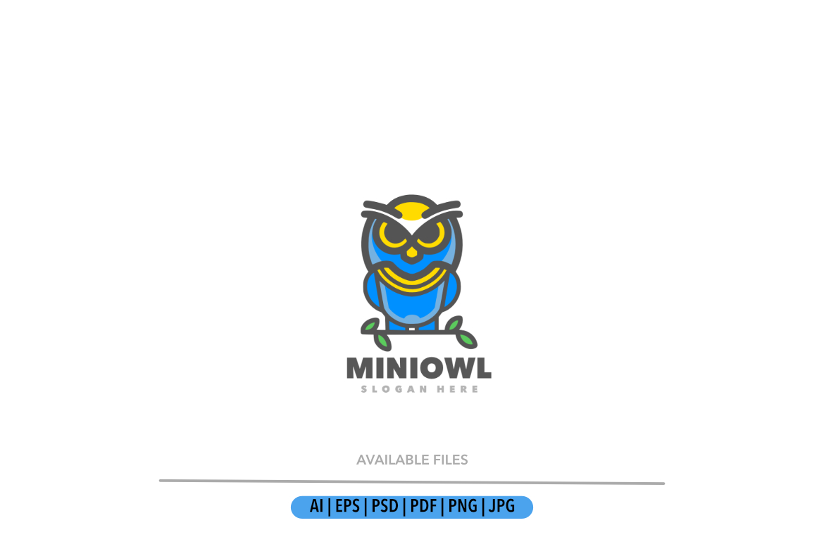 Owl cute simple cartoon logo template