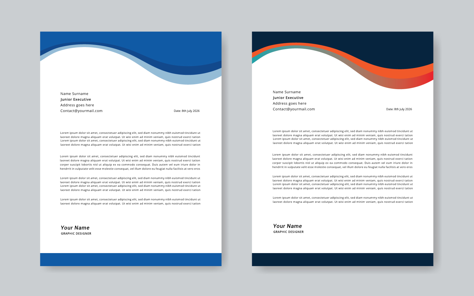 Professional  Letterhead Design with 2 Color Variation