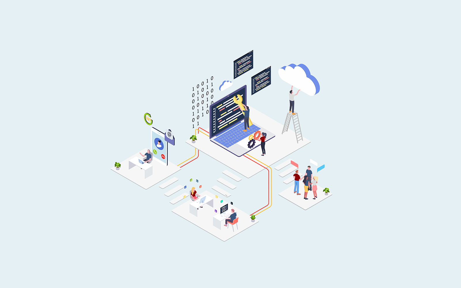 Cloud Computing Service Companies Isometric Illustration