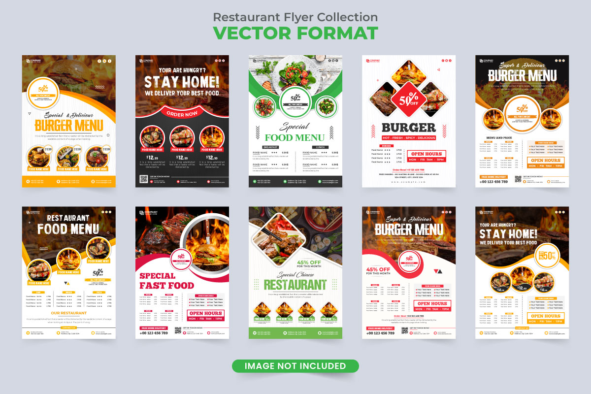 Food menu promotional flyer template