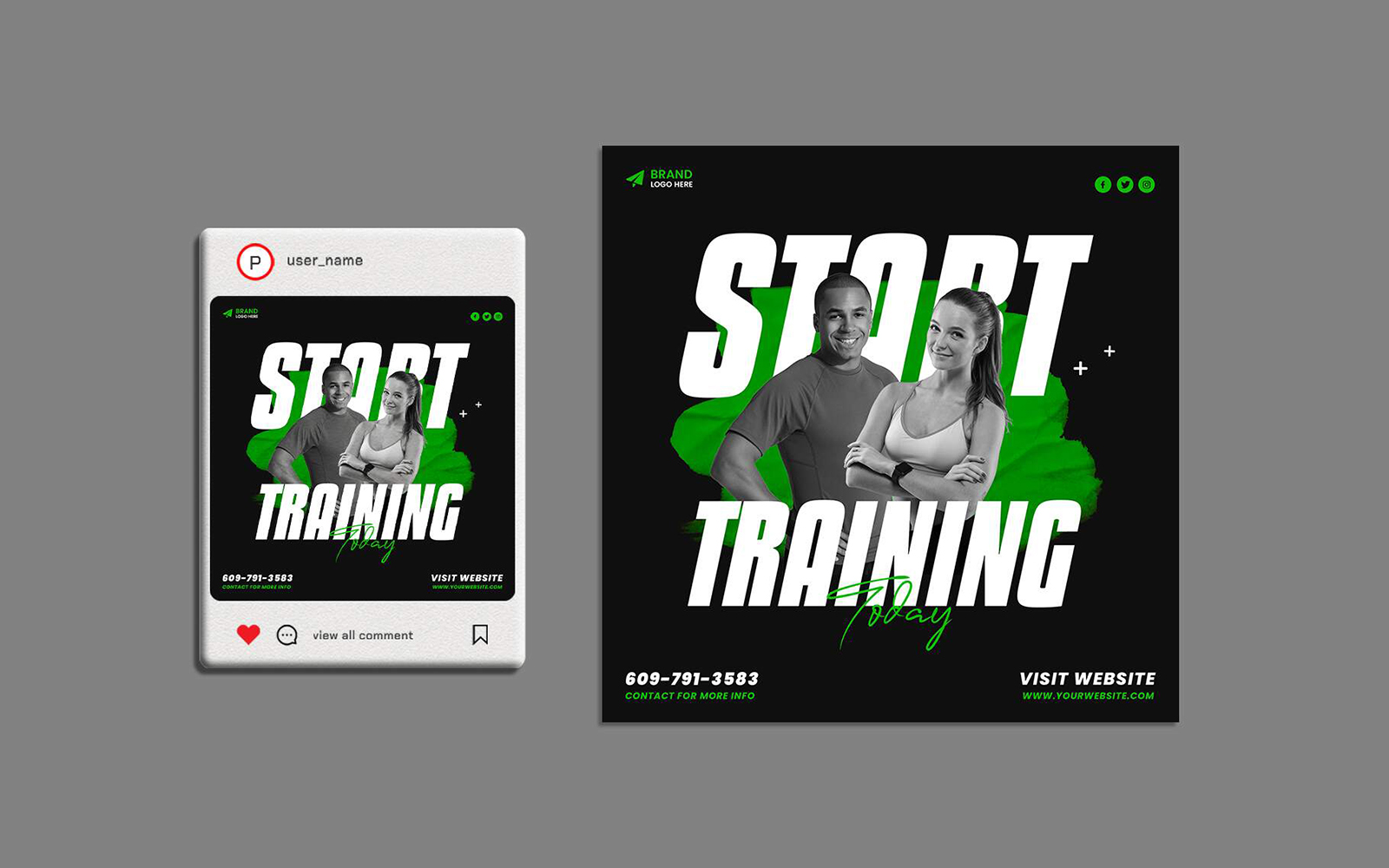 Sports Fitness Gym Social Media Promotion Post Design Template