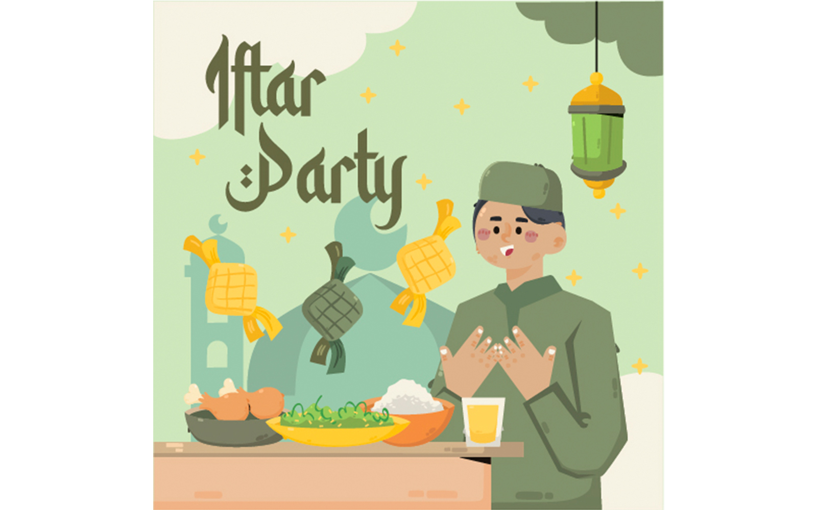 Iftar Party Illustration (flat design)