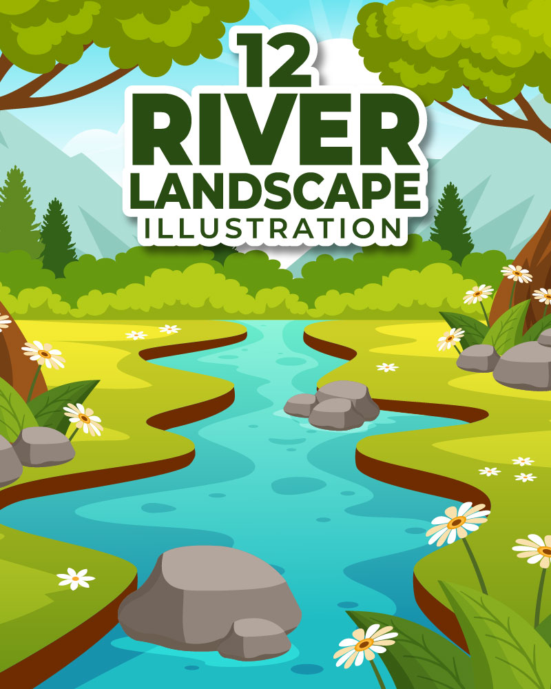 12 River Landscape Illustration