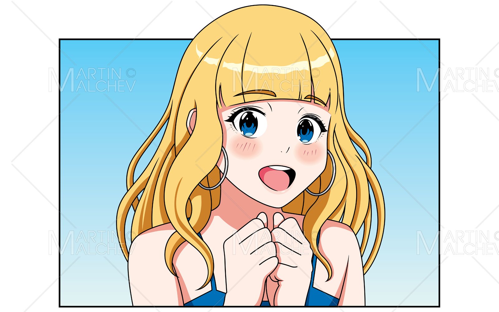 Pleasantly Surprised Anime Girl Vector Illustration