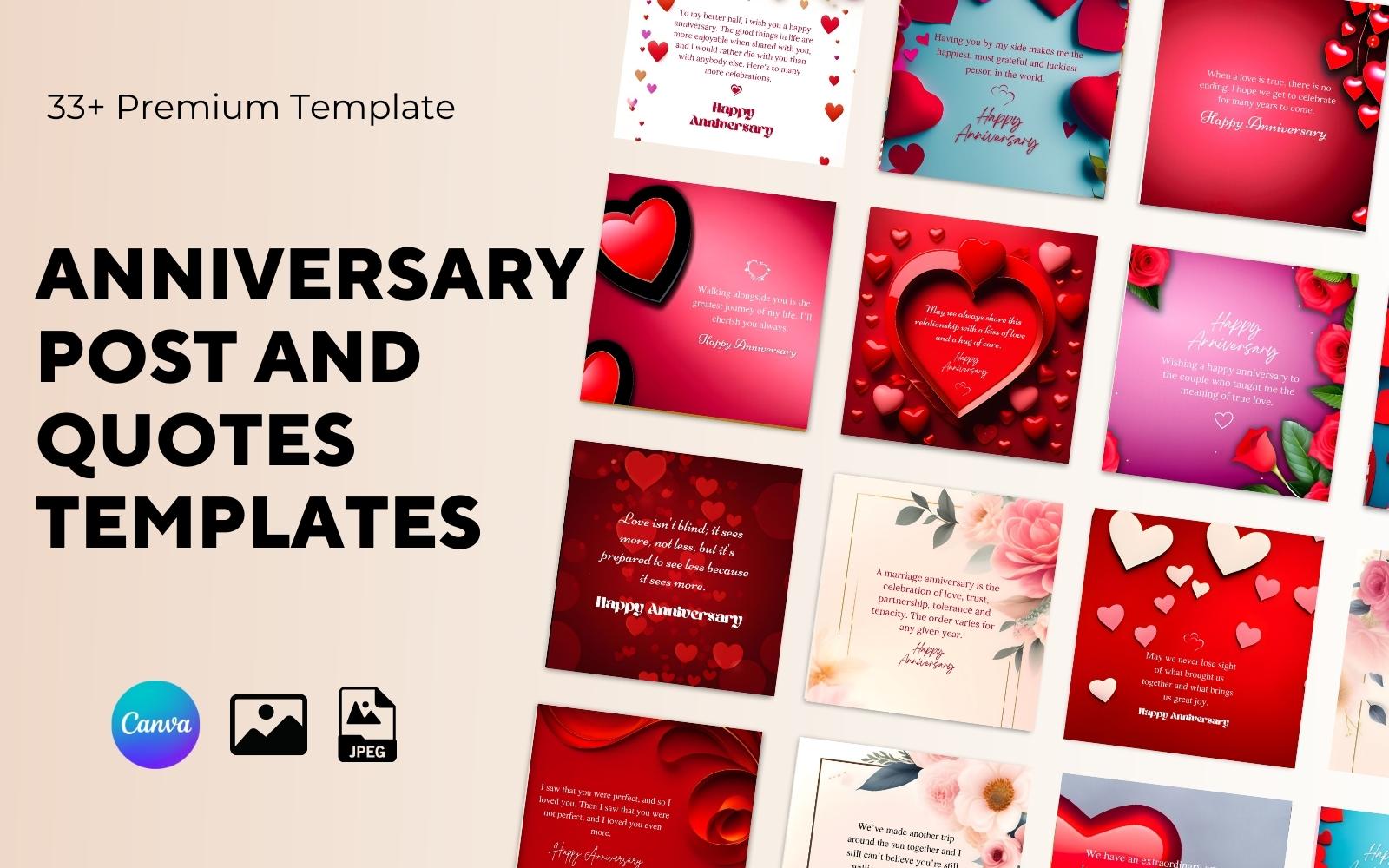 Anniversary Post and Quotes Canva Premium Templates