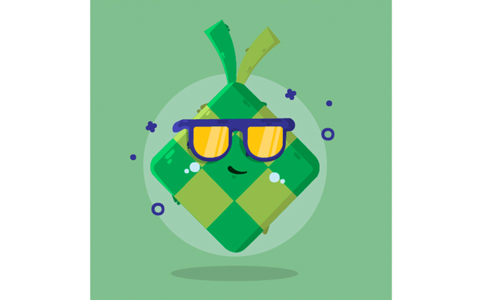 Ketupat Food Character Cartoon Illustration