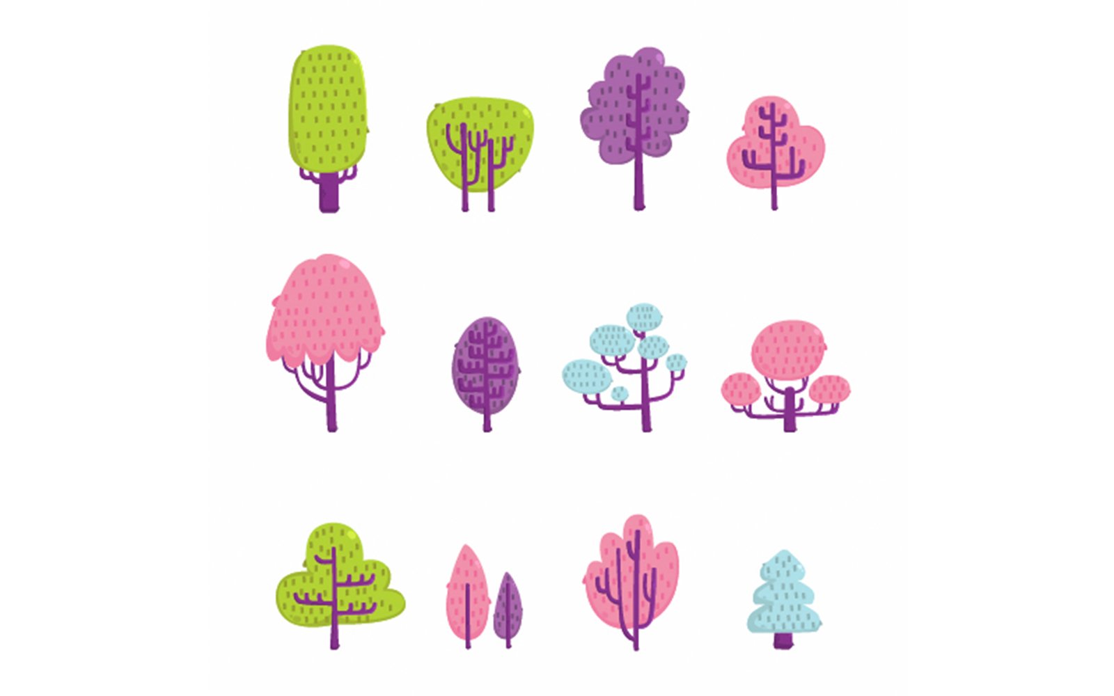 Cartoon Doodle Trees Illustration