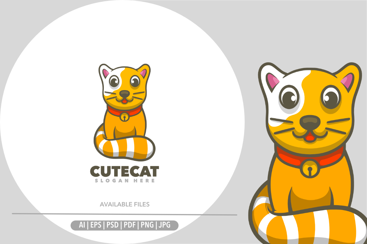 Cat cute animal cartoon logo