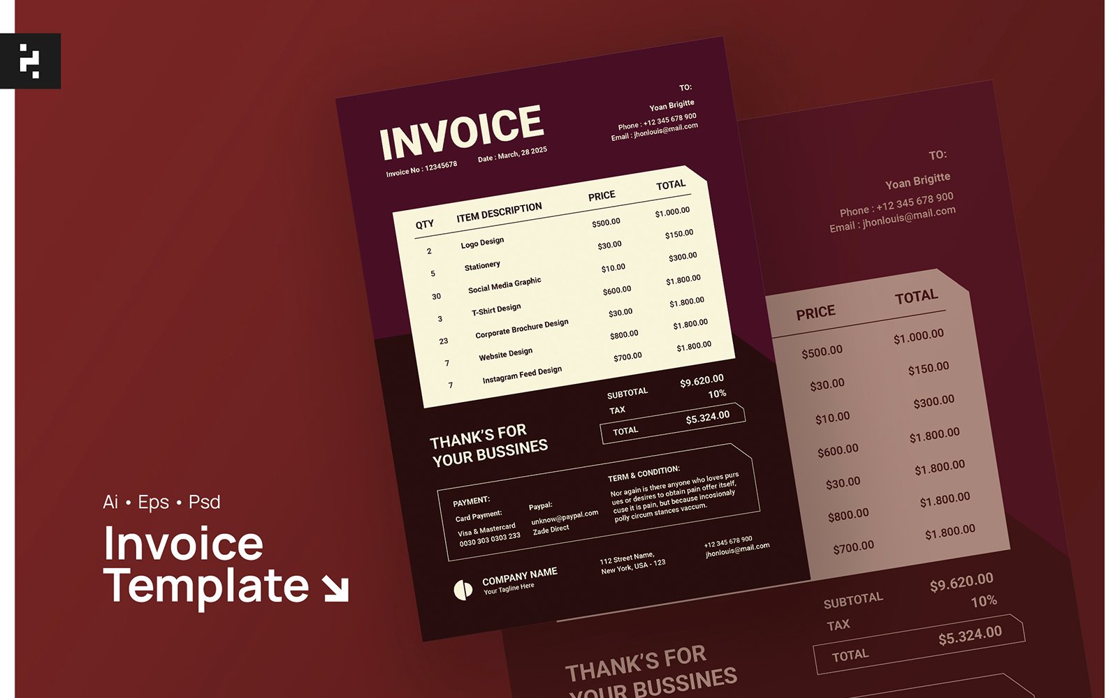 Red Simple Invoice Template