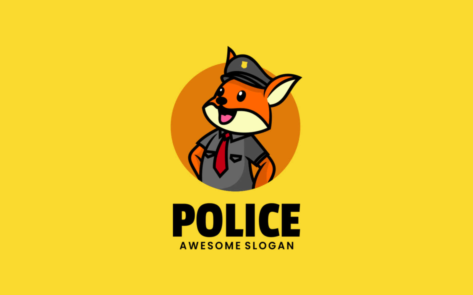 Police Fox Mascot Cartoon Logo