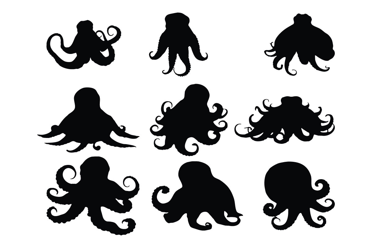 Octopus silhouette collection vector