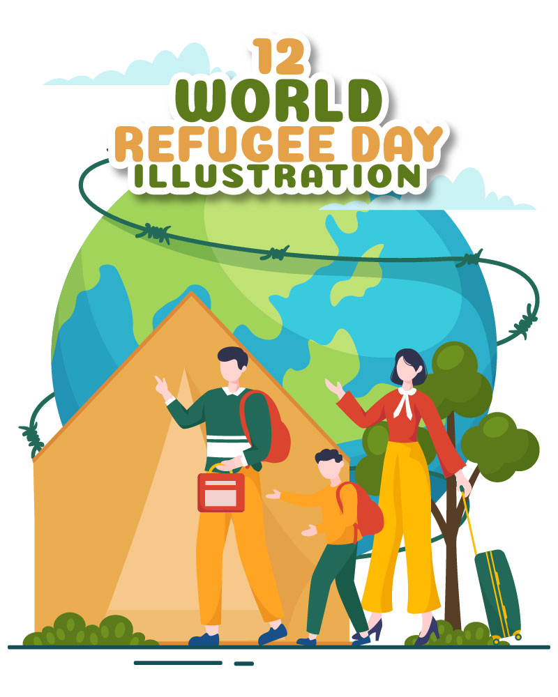 12 World Refugee Day Vector Illustration