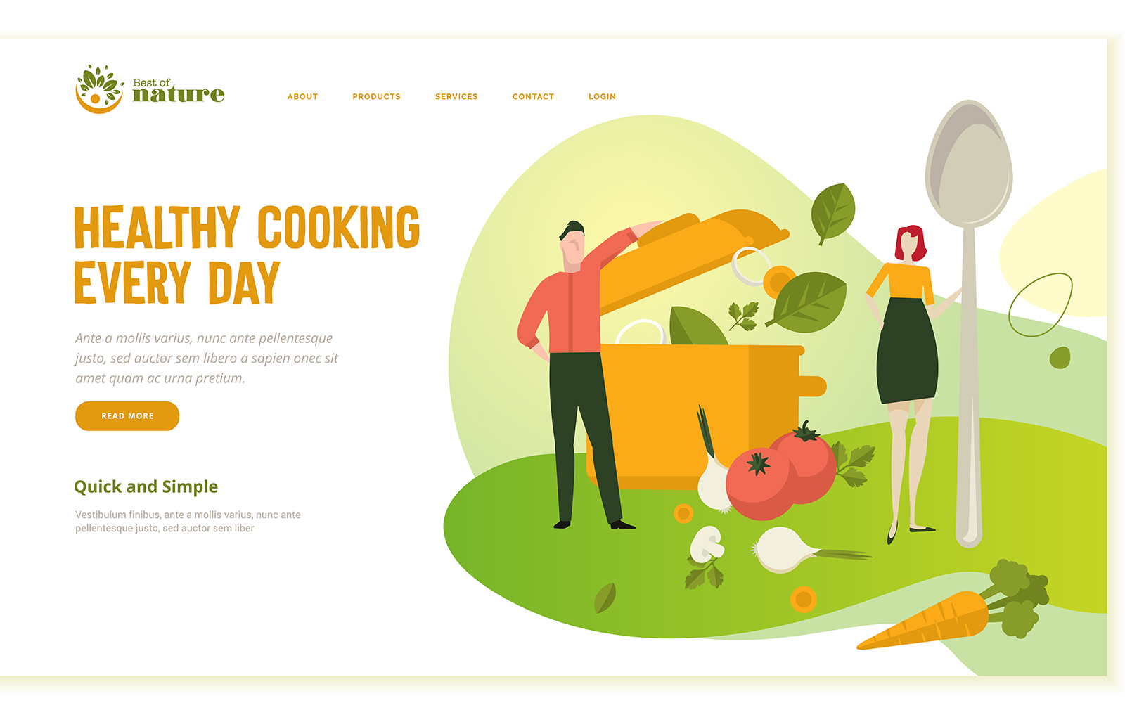 Web Page Design Template For Food And Drink V3 Illustration