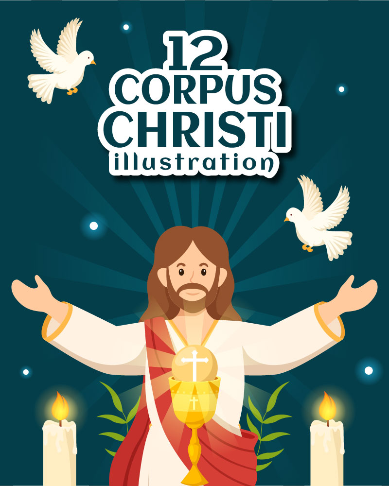 12 Corpus Christi Catholic Religious Illustration