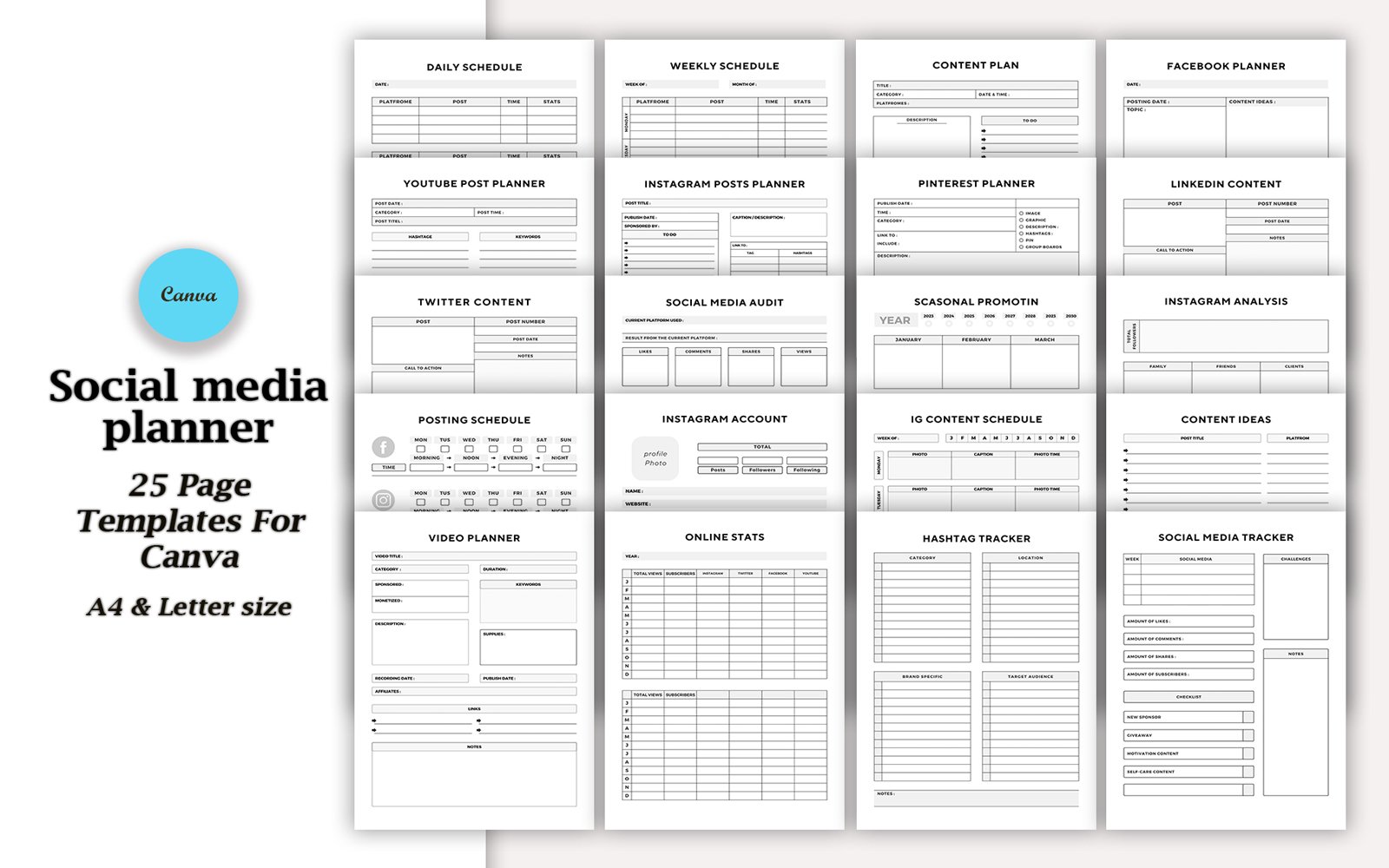 Editable social media planner