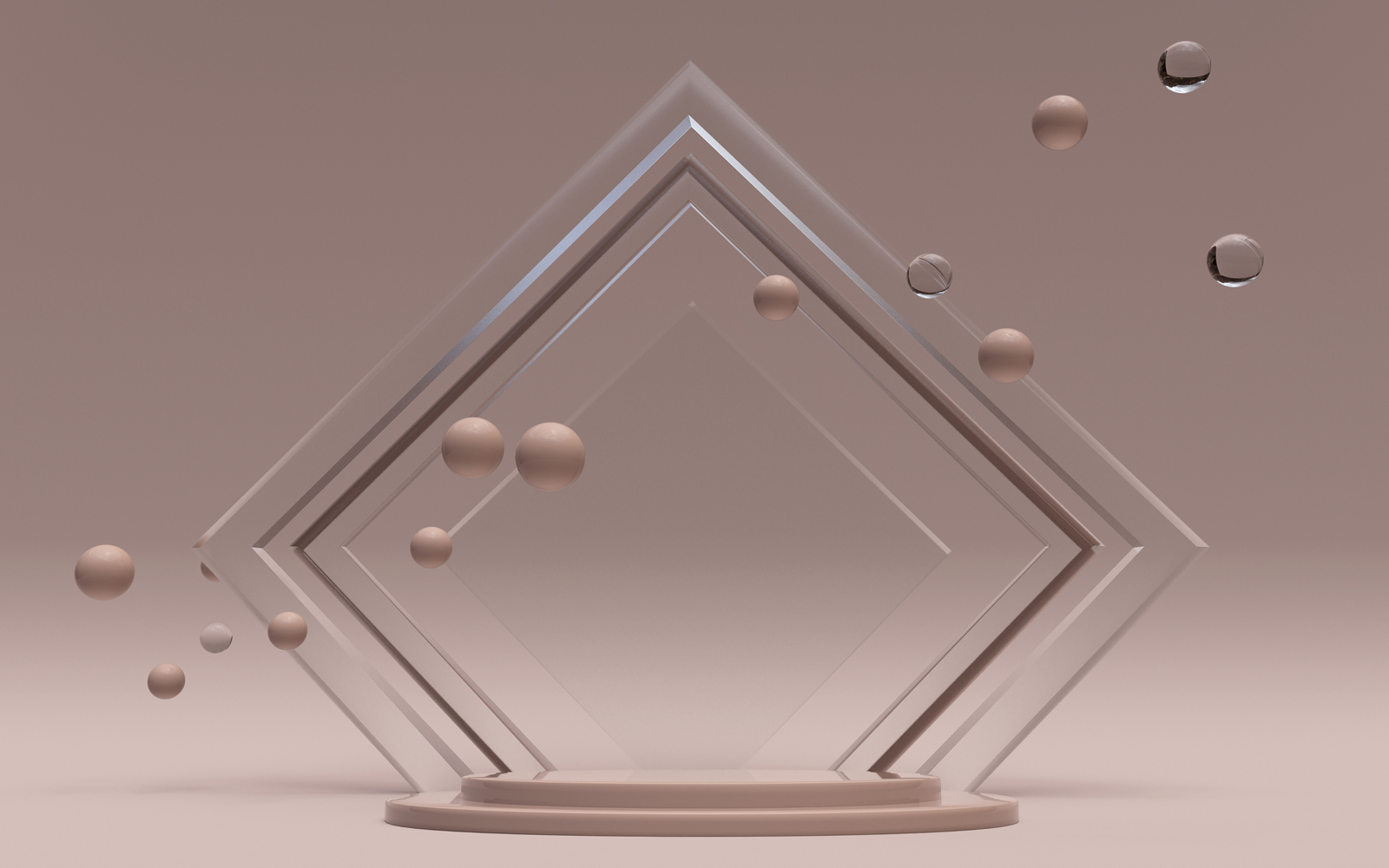 3D beige geometric minimal scene