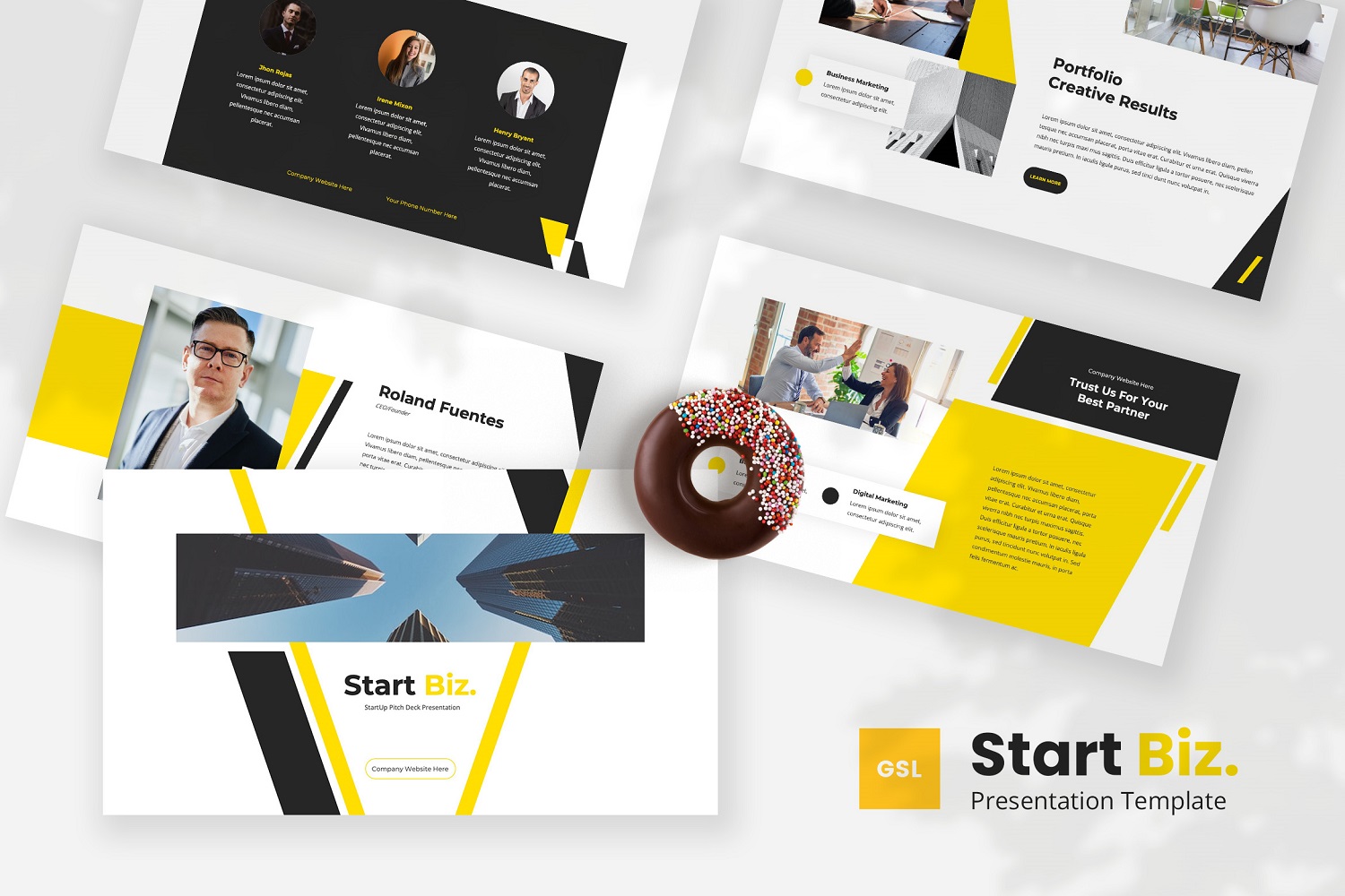 Start Biz — Startup Pitch Deck Google Slides Template