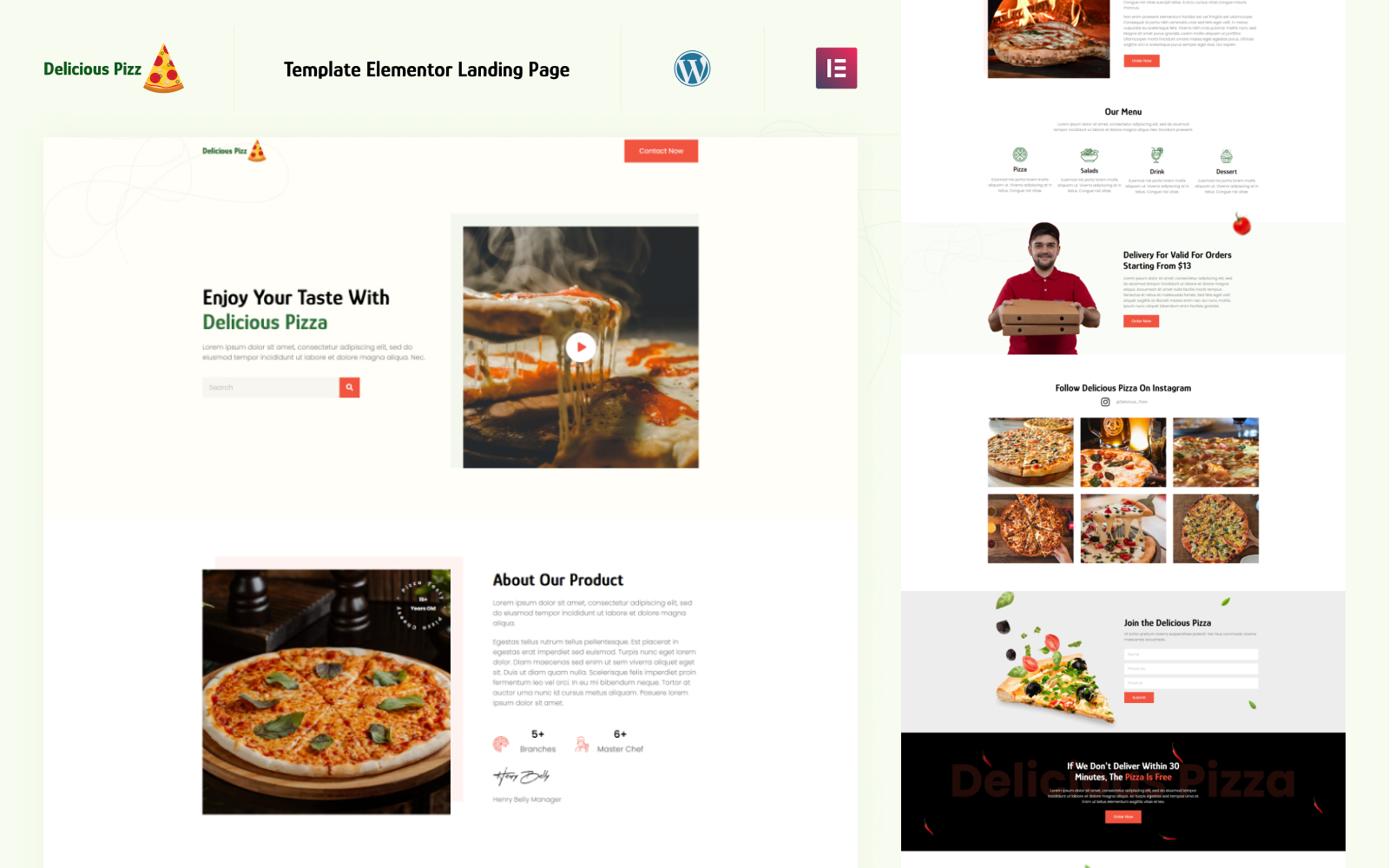 Delicious Pizza- Pizza Restaurant Elementor Landing page Template