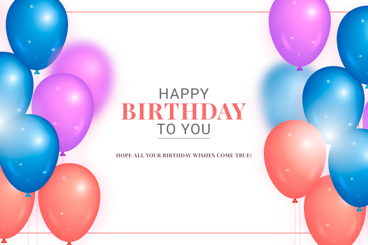 vector happy birthday design with balloon, typography letter and falling confetti  background