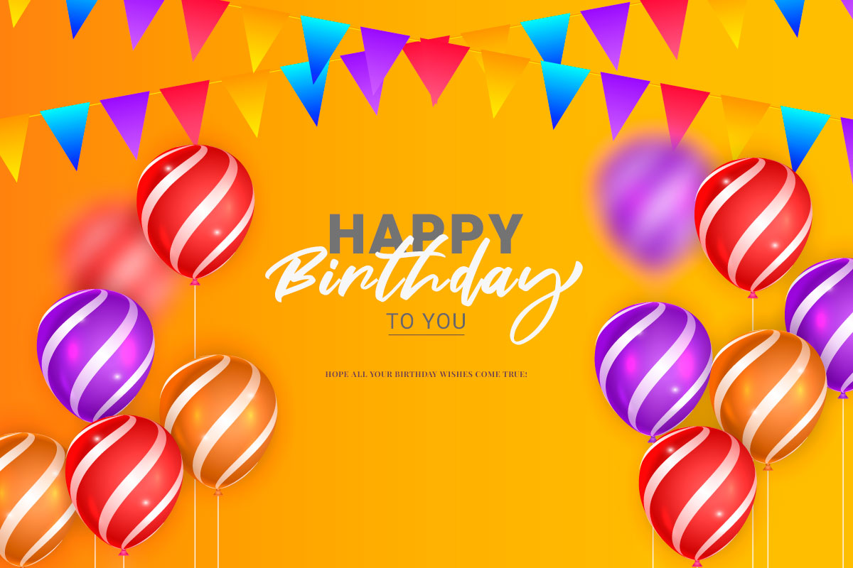 Happy birthday design with balloon, typography letter and falling  vector  light background