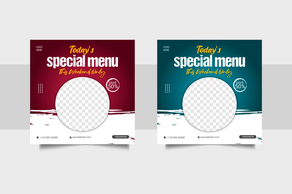 Food social media feed post template social media  for food promotion simple banner frame