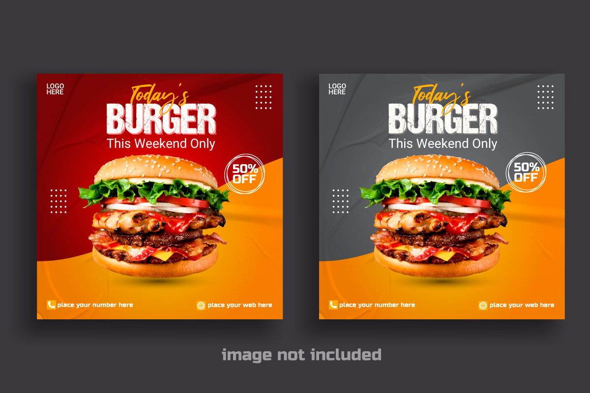 Food social media  post template social media  for food promotion simple banner frame