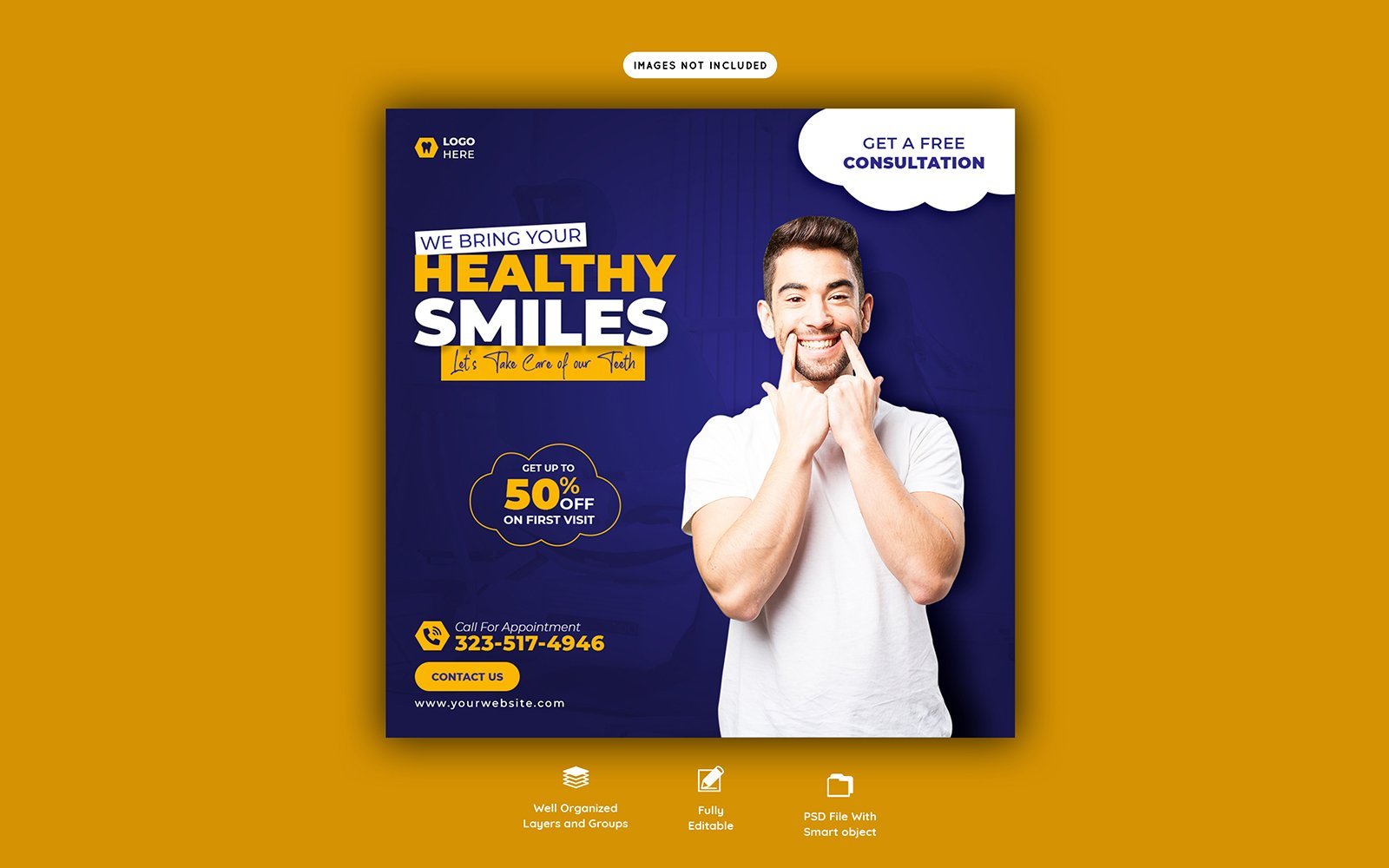 Dentist Dental Care Social Media Post Template