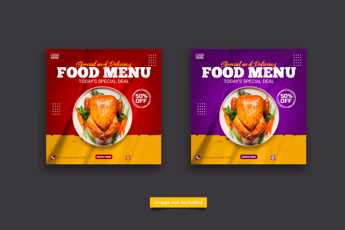 Fast food restaurant business marketing social media post or web banner template idea