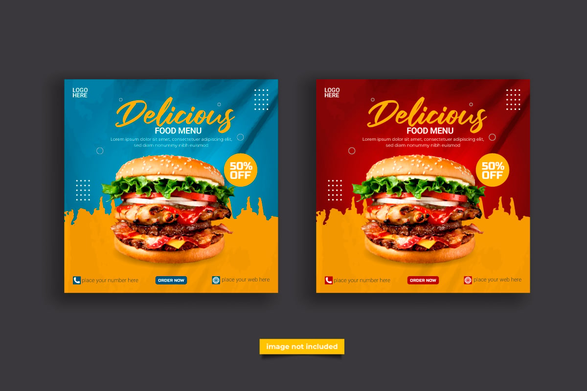 Fast food restaurant business marketing social media post or web banner template  concept