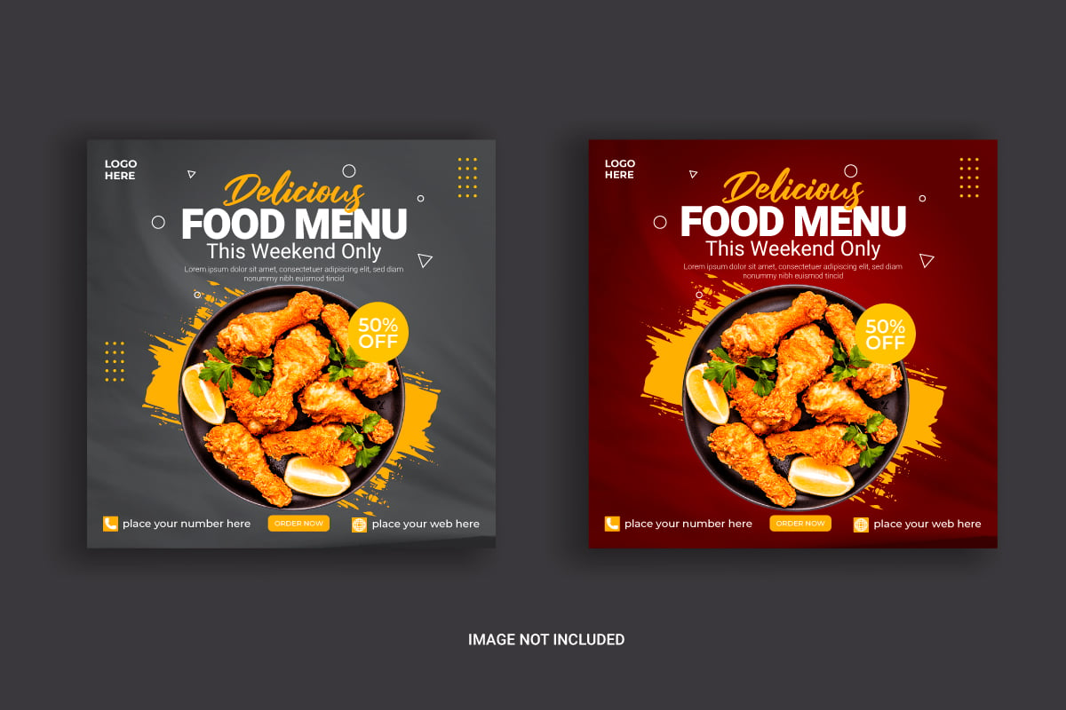 Fast food restaurant business marketing social media post orfood  banner template design