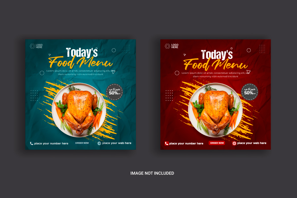 Fast food restaurant business marketing social media post or web banner template concept