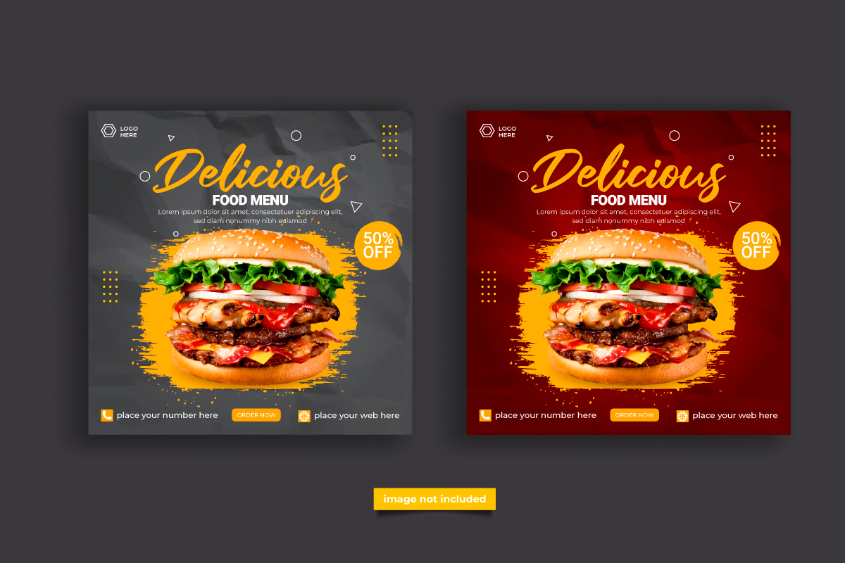 Fast food restaurant business marketing social media post or web banner vector template