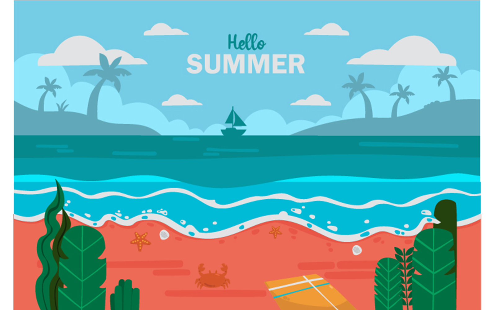 Hand Drawn Summer Background Illustration