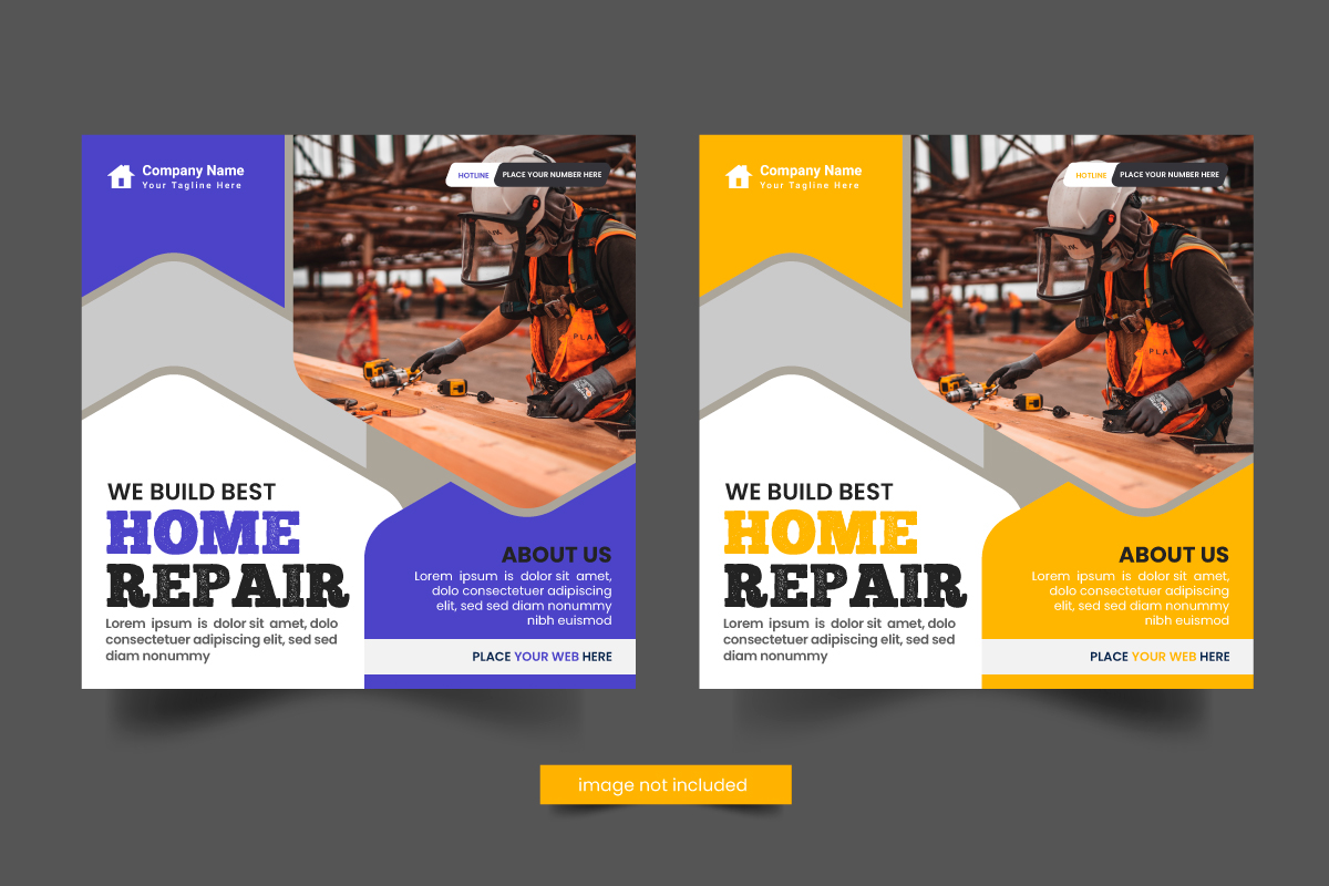 Vector handyman home repair  social media post  home service template