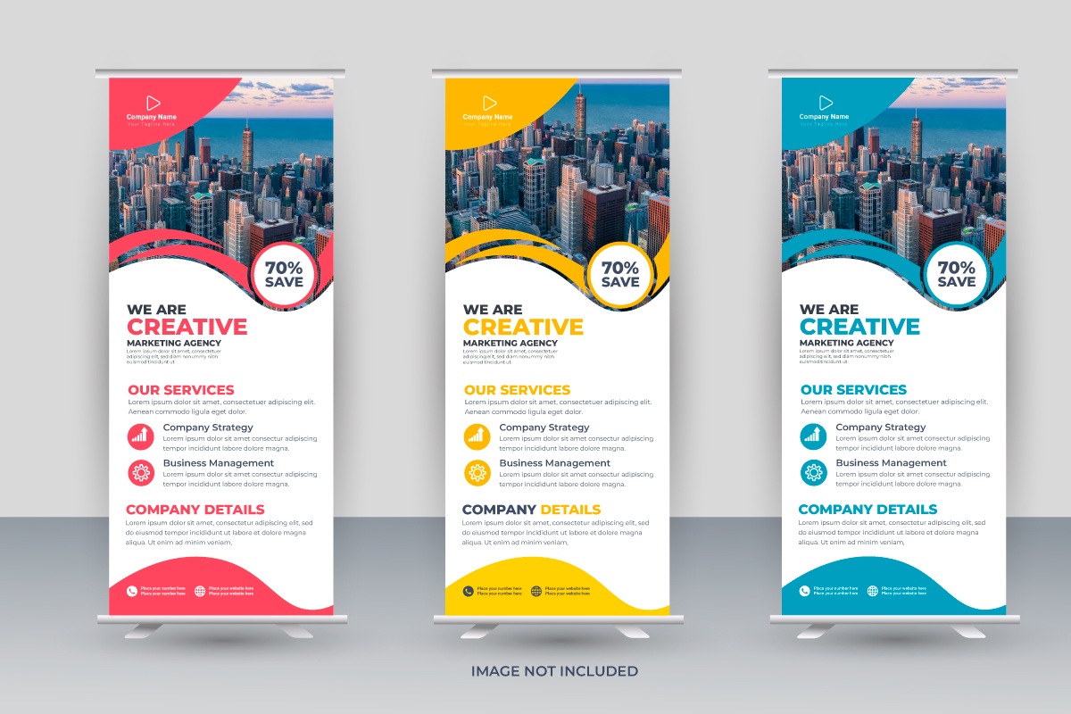 Vector roll up display standee banner design and  business rack card or dl flyer templates design