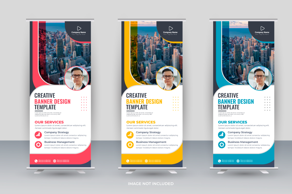 Roll up display standee banner design and  business rack card or dl flyer templates