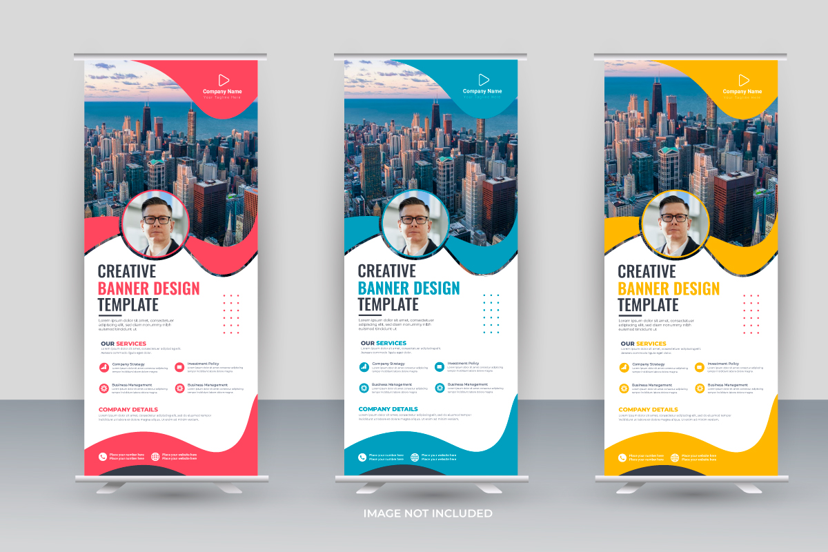 Vector roll up display standee banner design and  business rack card design  or dl flyer templates