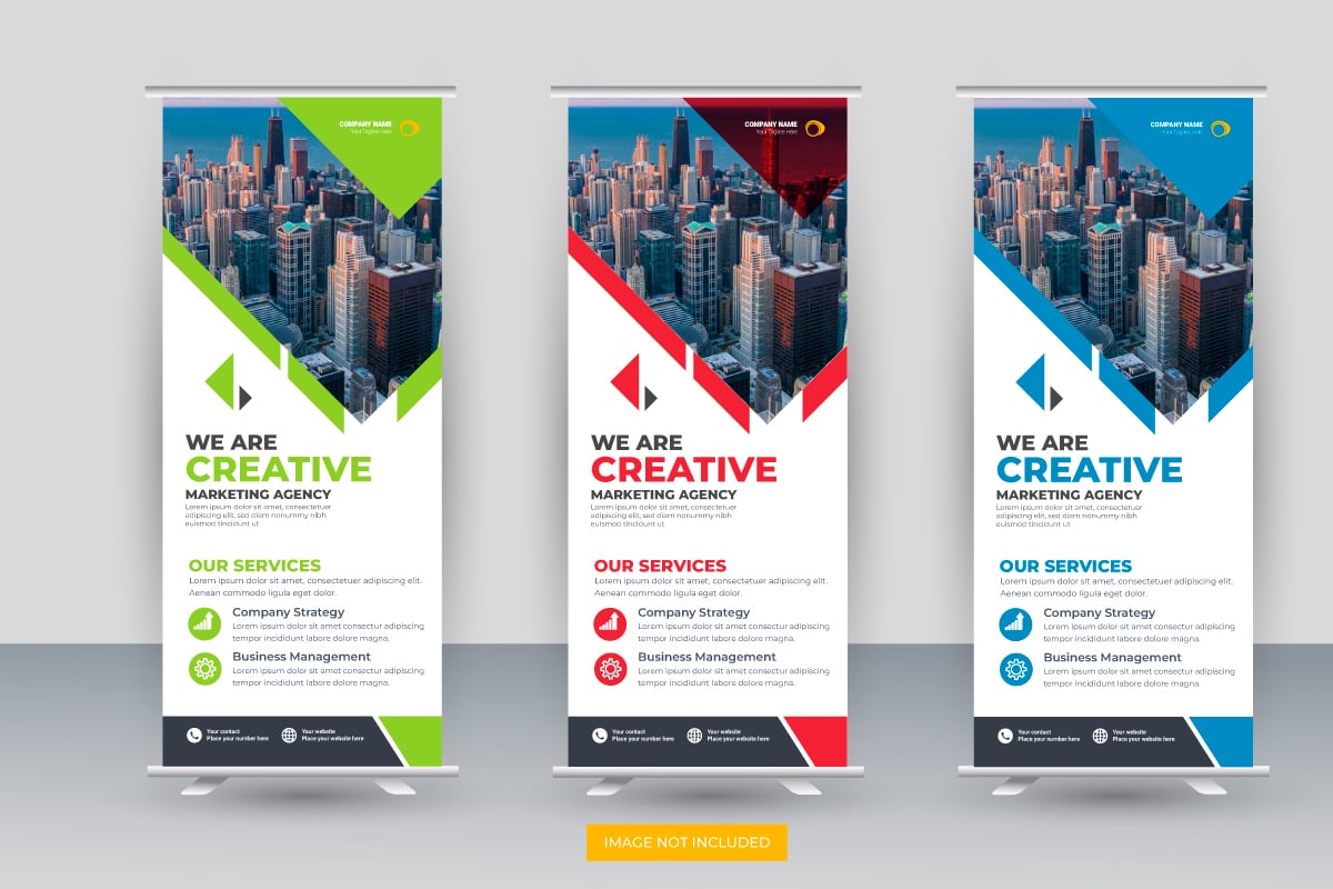 Vector professional modern corporate stand roll up banner and pull up banner template concept