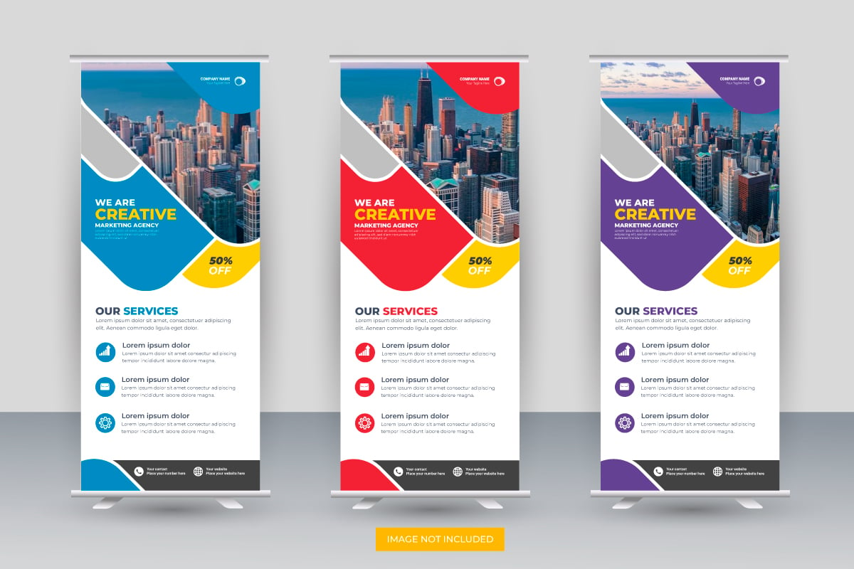 Vector professional modern corporate stand roll up banner and pull up banner design