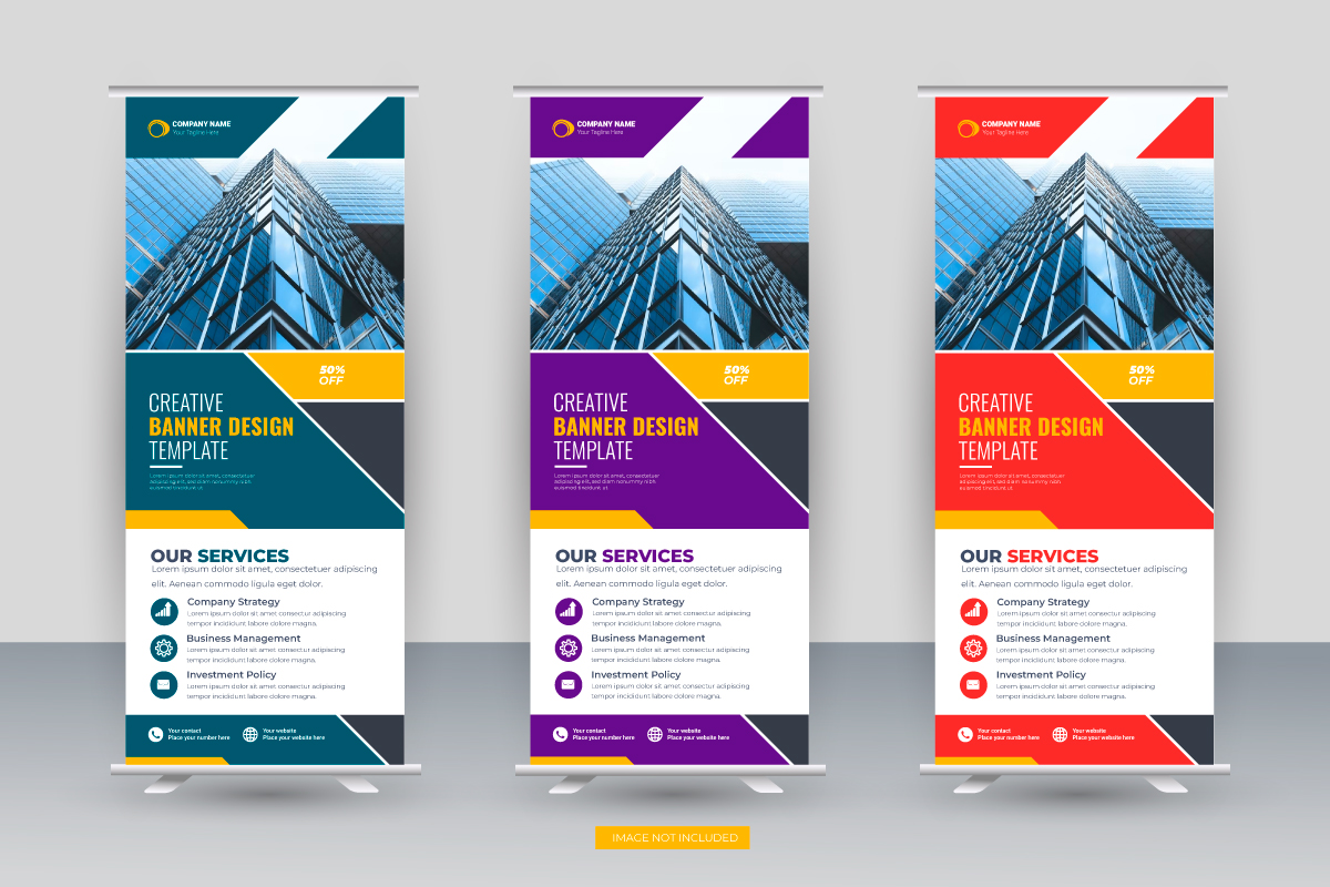 Modern corporate stand roll up banner and pull up banner template design concept