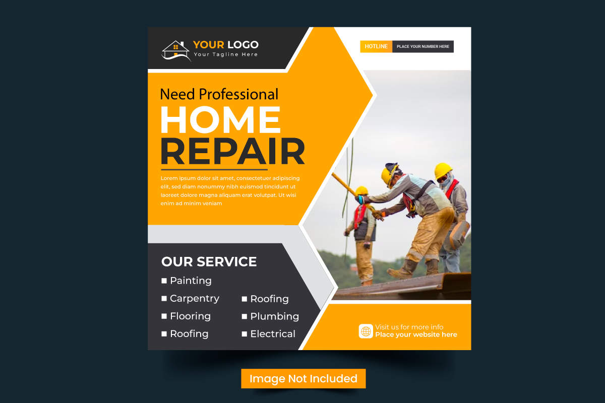 Vector Construction and handyman home repair web banner social media post  home service