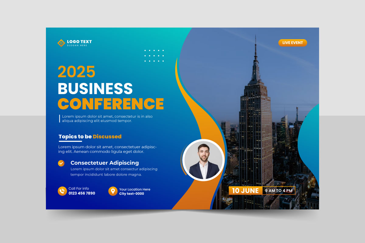 Business technology conference flyer template and horizontal  invitation flyer template