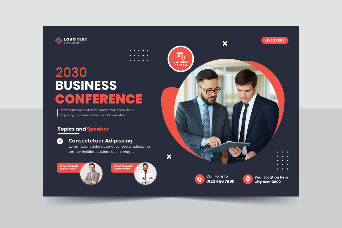 Modern technology business conference flyer template and business webinar social media banner design