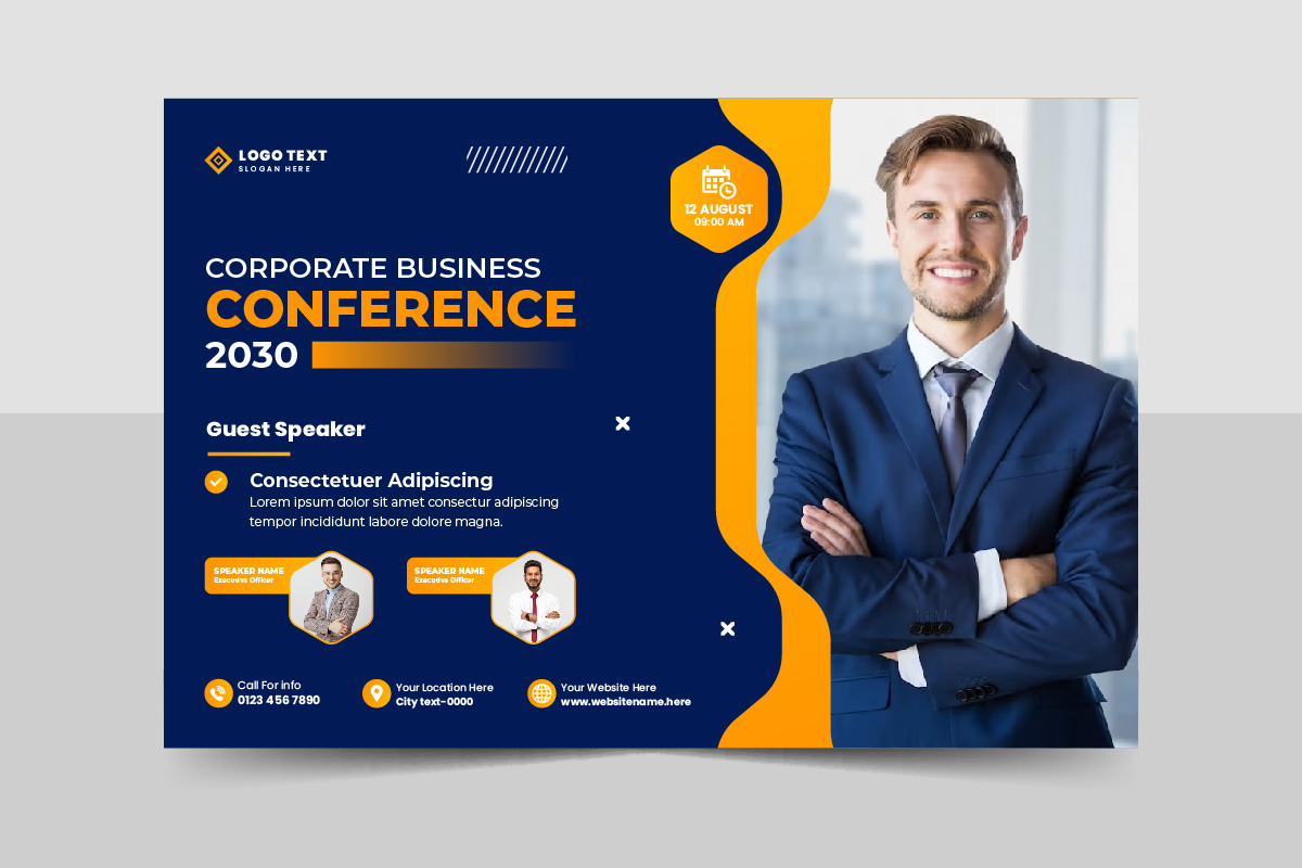 Creative technology business conference flyer template and business webinar event banner