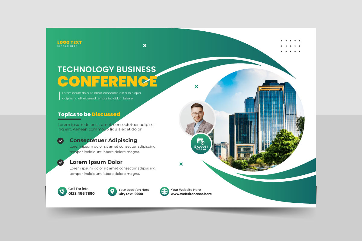 Corporate business conference flyer template or technology conference social media banner layout