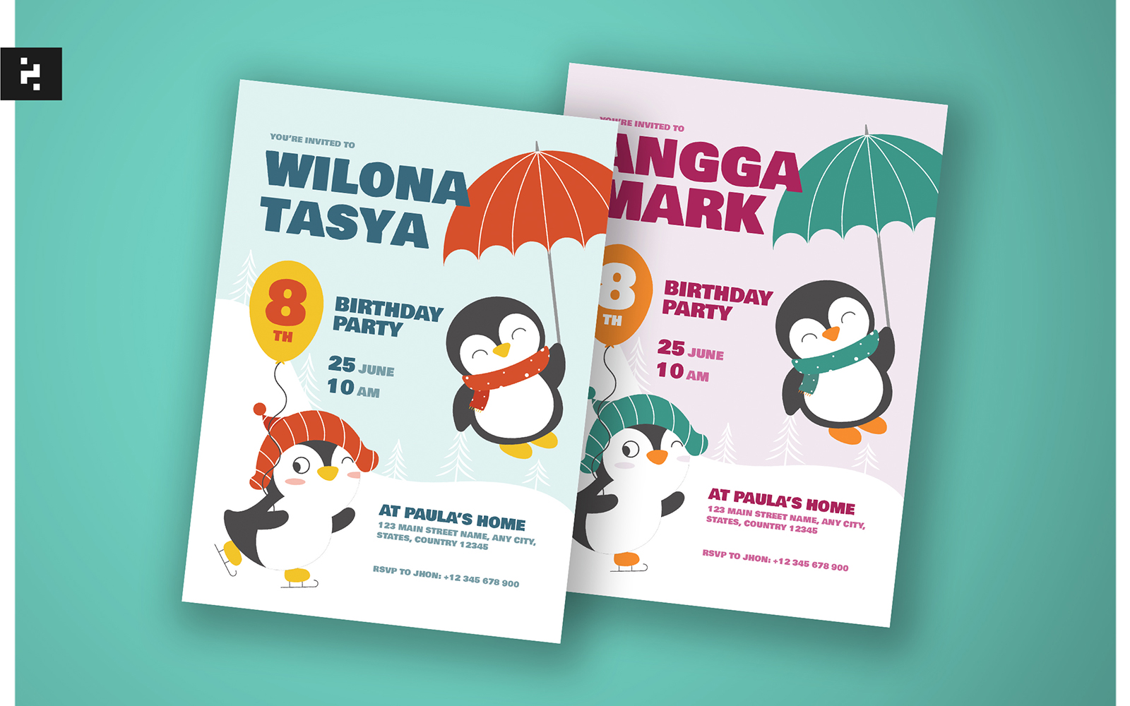 Cute Kids Birthday Invitation - Penguin