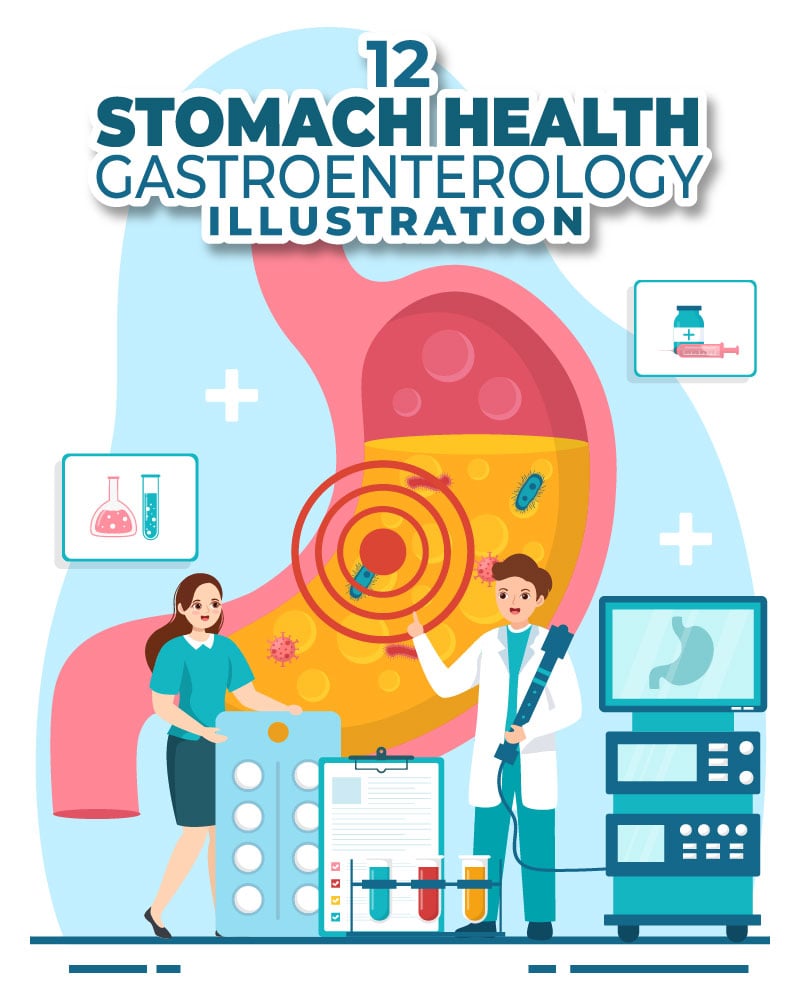 12 Stomach Health Gastroenterology Illustration