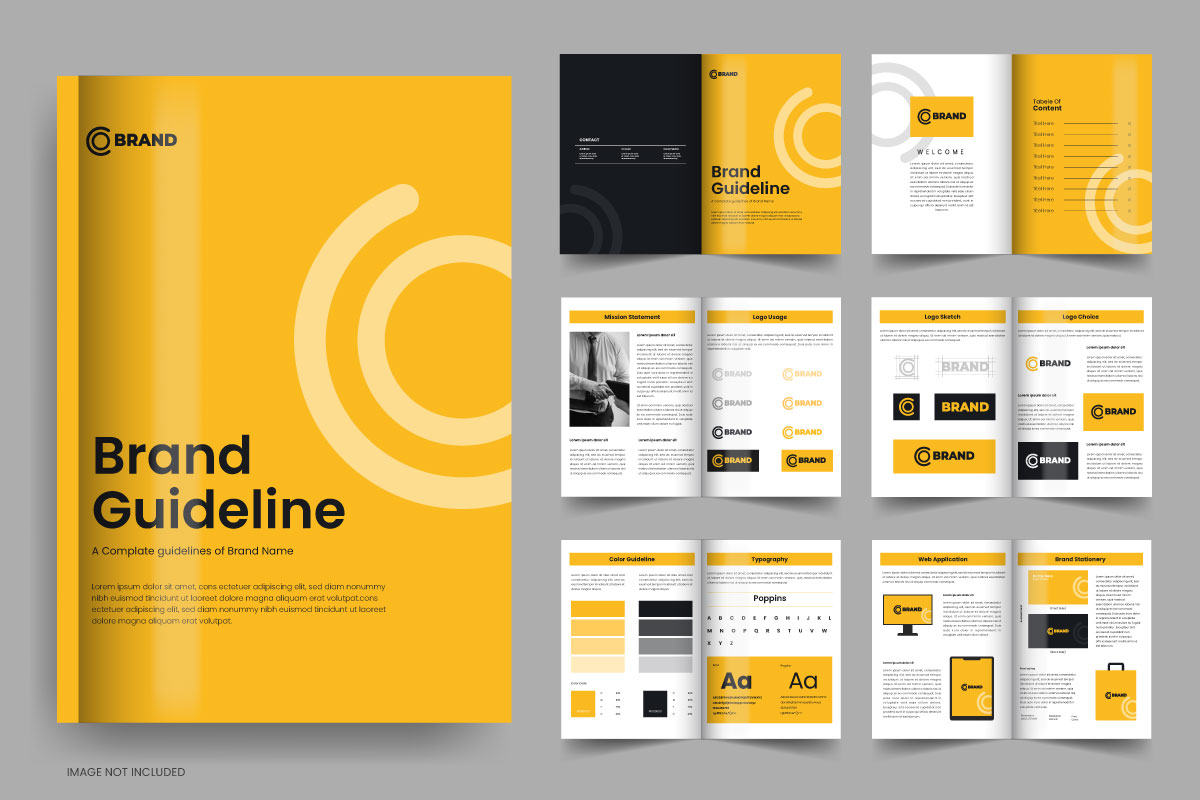 Brand guideline template and brand manual brochure template design