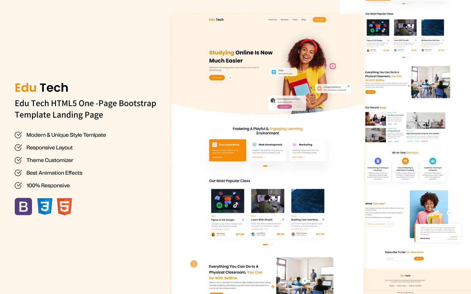 EduTech - Online Education HTML Bootstrap one page Template